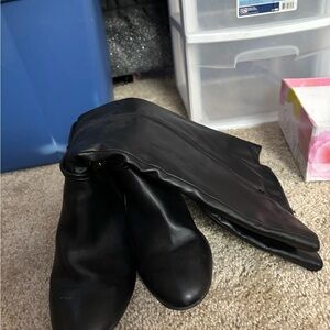 Elegant Black Leather Tall Boots